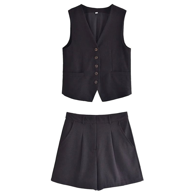 Conjunto Alfaiataria Short e Colete Janine