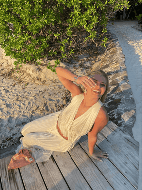 Conjunto Plissado Blusa Frente Única e Saia Longa Lauren