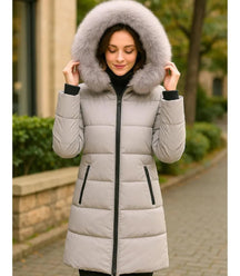 Casaco Feminino de Inverno Longo Com Capuz e Gola De Pelo | Júlia