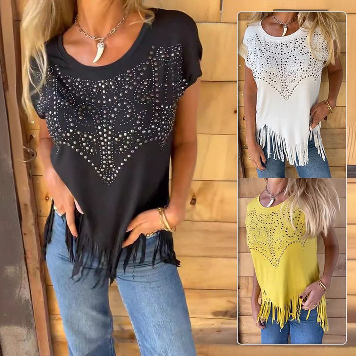Blusa Franja Glam com Strass - (Leve 3 Pague 1)