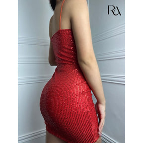 Vestido Lilian | Brilhoso Paetê Tubinho Com Alça Fina - Festa