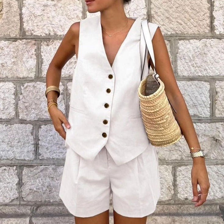 Conjunto Alfaiataria Short e Colete Janine