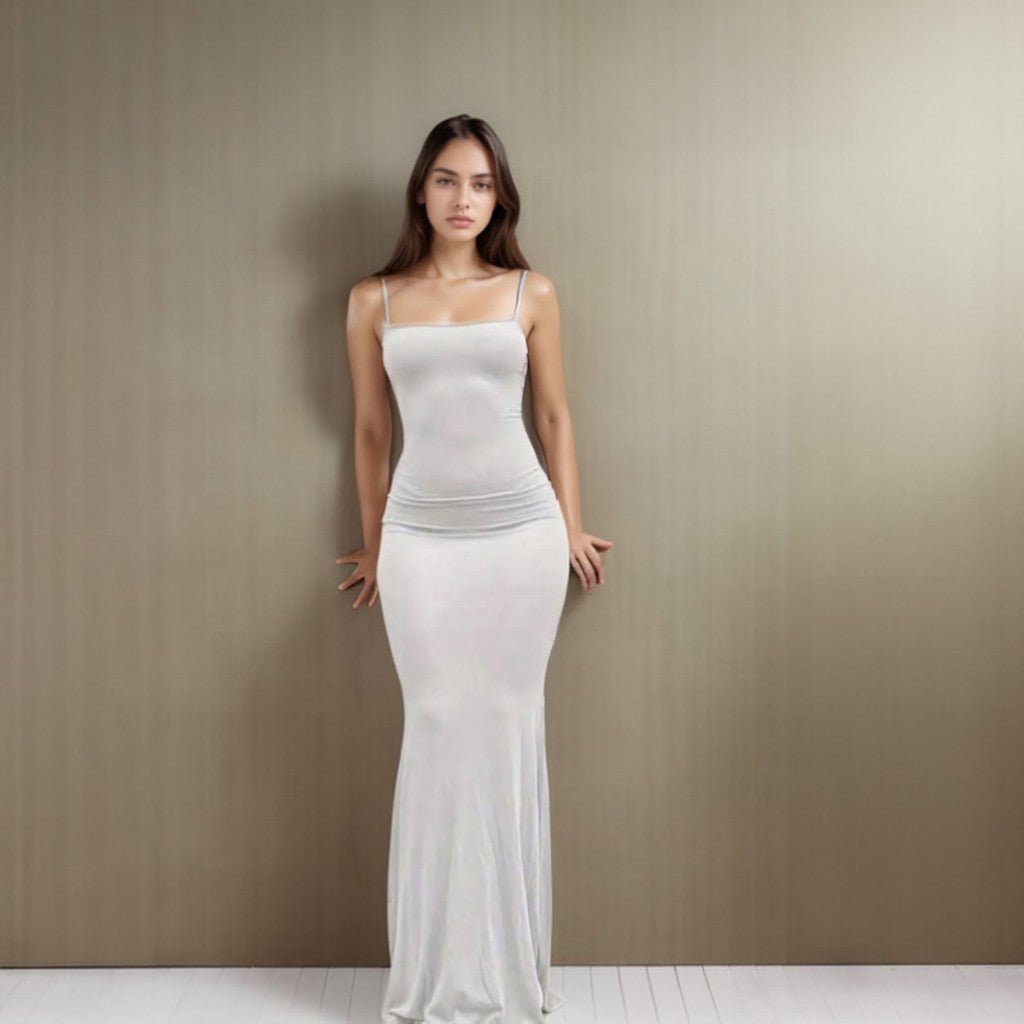 Vestido Longo de Alça Colado Caimento  Cherry Sexy