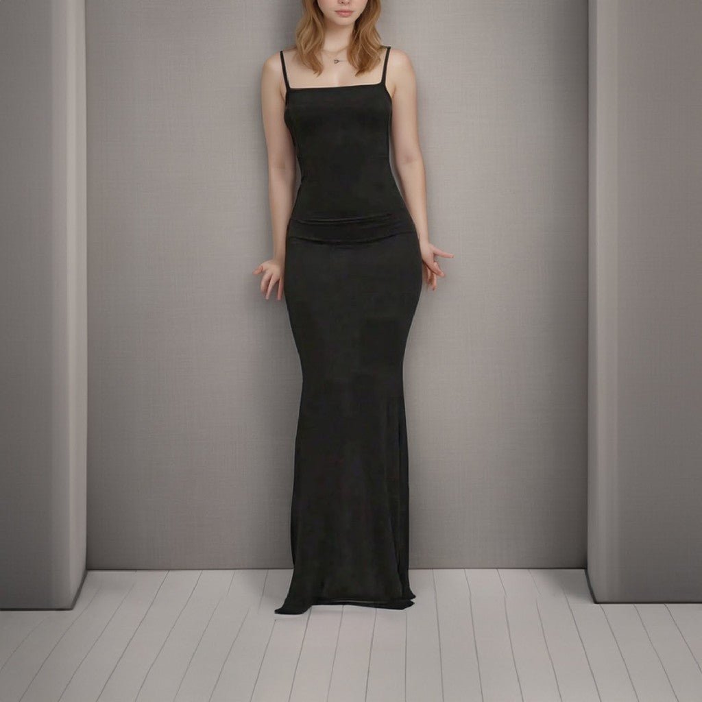 Vestido Longo de Alça Colado Caimento  Cherry Sexy
