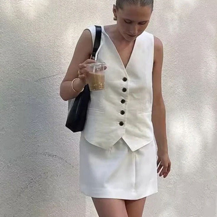 Conjunto Alfaiataria Short e Colete Janine