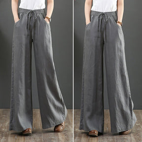 Calça Wide Leg Linho com Amarração Luxe