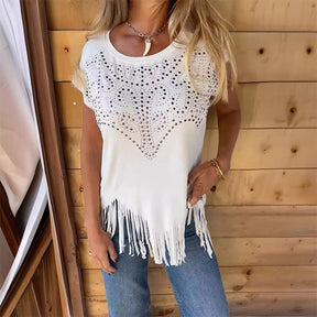 Blusa Franja Glam com Strass - (Leve 3 Pague 1)