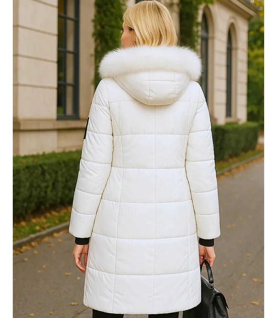 Casaco Feminino de Inverno Longo Com Capuz e Gola De Pelo | Júlia