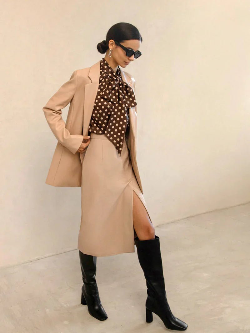 Saia Mid de Couro com Fenda London