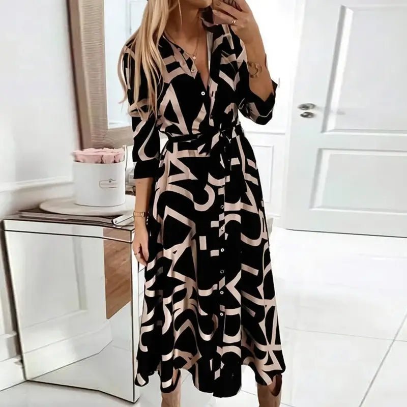 Vestido Mídi de Chiffon com Abotoamento Regal