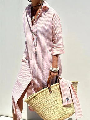 Vestido Longo Listrado Modelo Boho Chic - Marianna