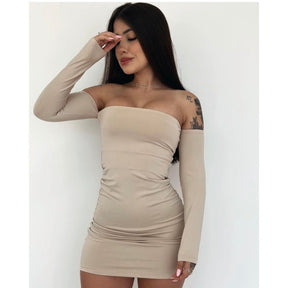 VESTIDO CIGANINHA TOMARA QUE CAIA MANGA LONGA TUBINHO CURTINHO CURTO E COLADO