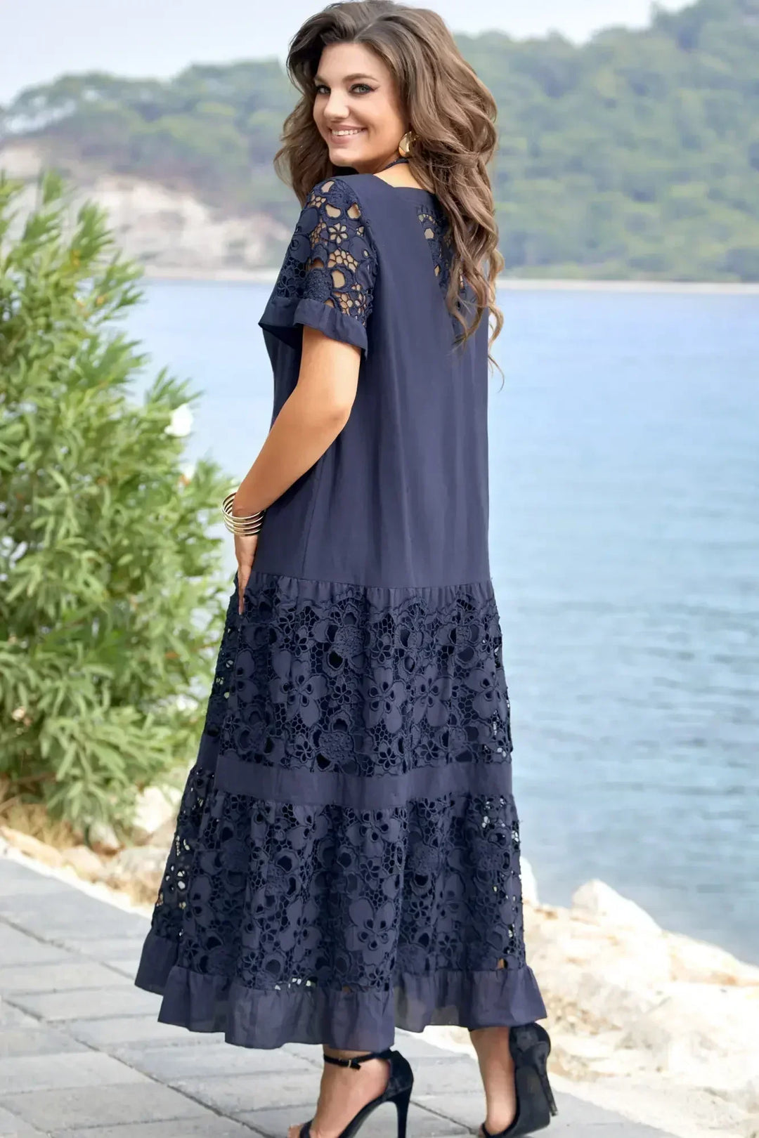 Vestido Maria Antonietta em Popelina de Algodão com Detalhes Artesanais