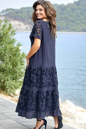Vestido Maria Antonietta em Popelina de Algodão com Detalhes Artesanais