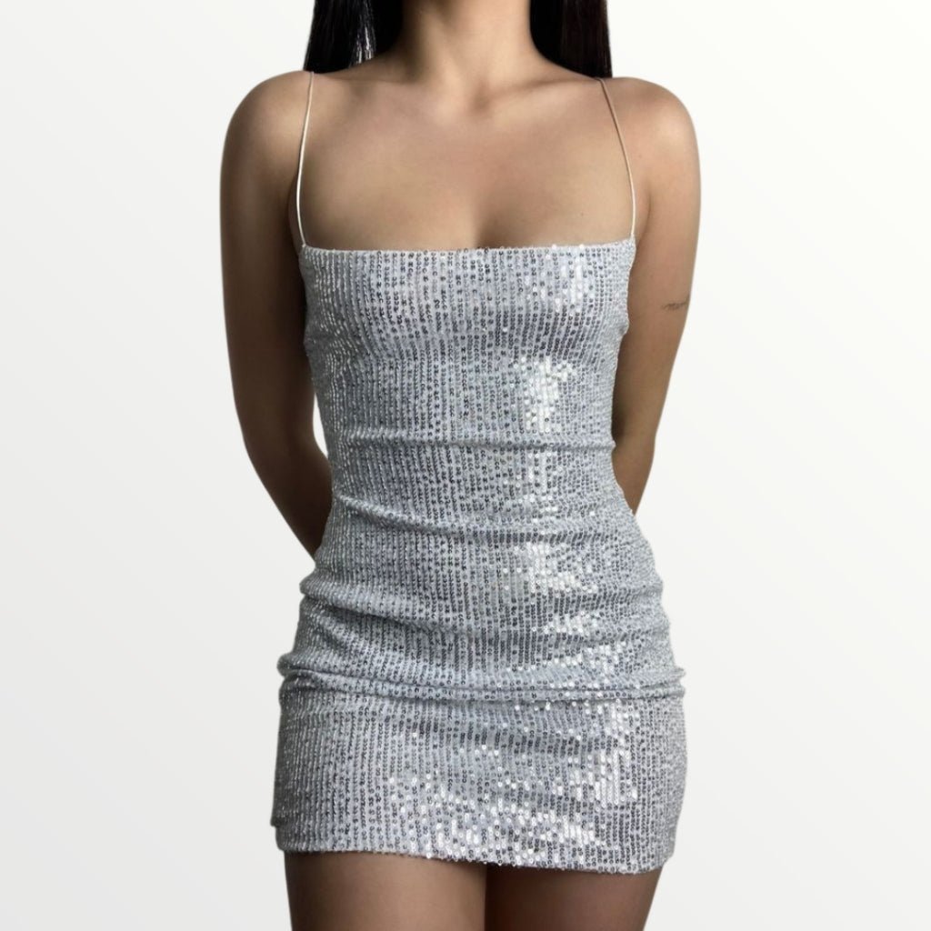 Vestido Lilian | Brilhoso Paetê Tubinho Com Alça Fina - Festa