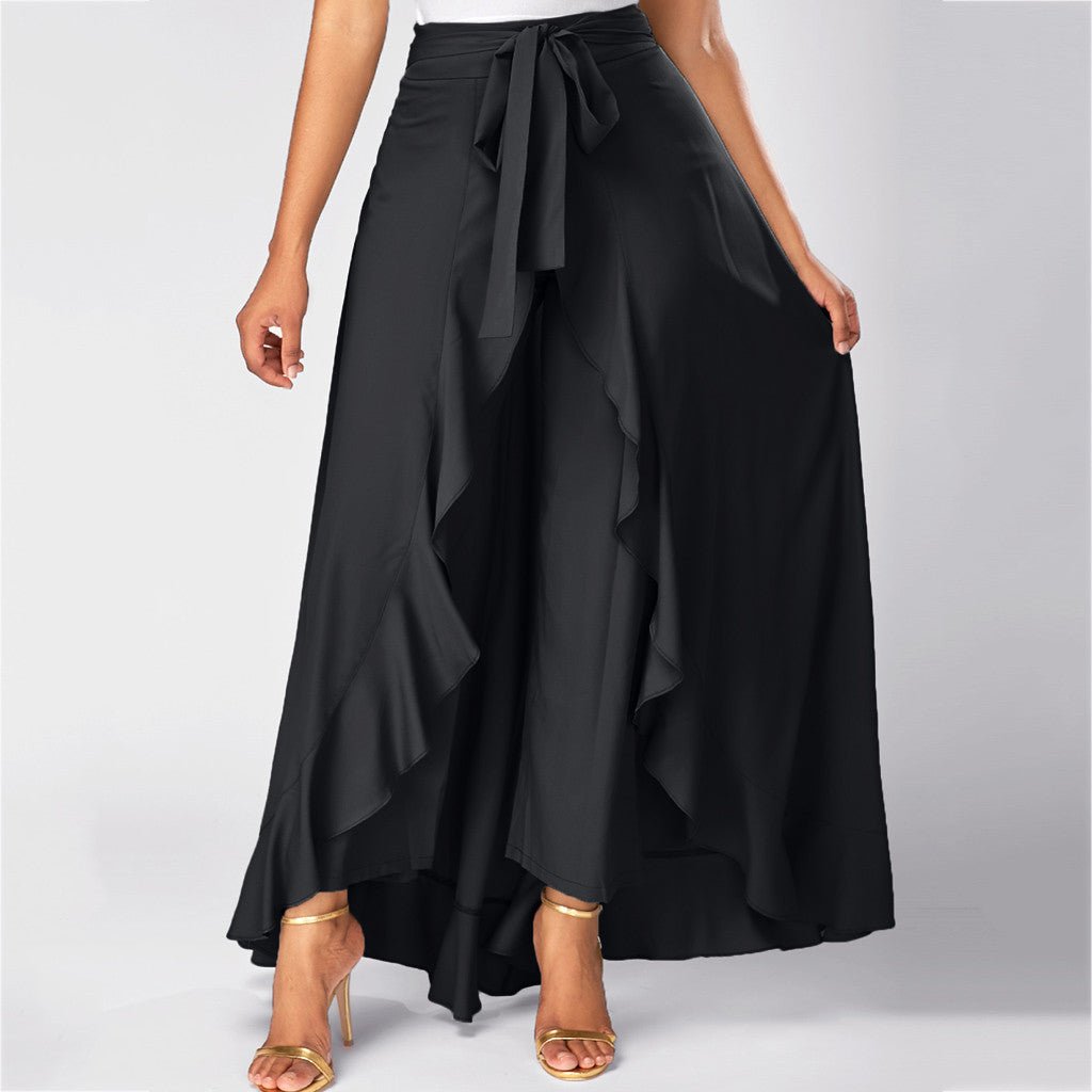 Calça Pantalona Com Babados Chinos