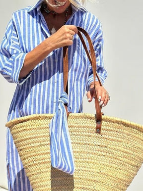 Vestido Longo Listrado Modelo Boho Chic - Marianna