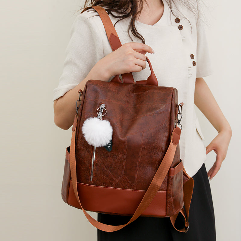 Mochila Feminina Antifurto de Couro