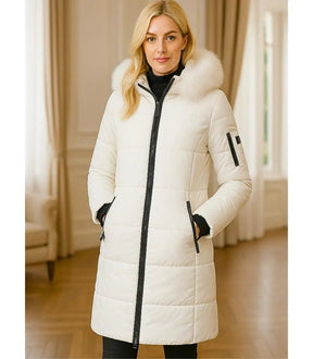 Casaco Feminino de Inverno Longo Com Capuz e Gola De Pelo | Júlia