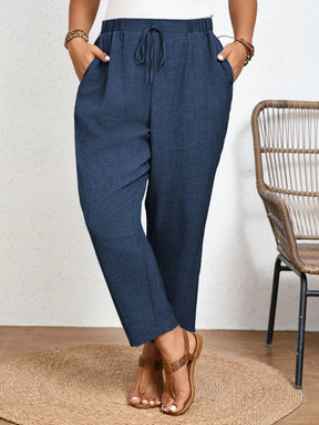 Calça Feminina Plus Size Roberta Com Elastico Na Cintura