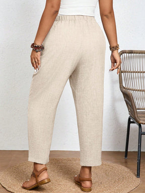 Calça Feminina Plus Size Roberta Com Elastico Na Cintura