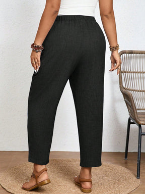 Calça Feminina Plus Size Roberta Com Elastico Na Cintura