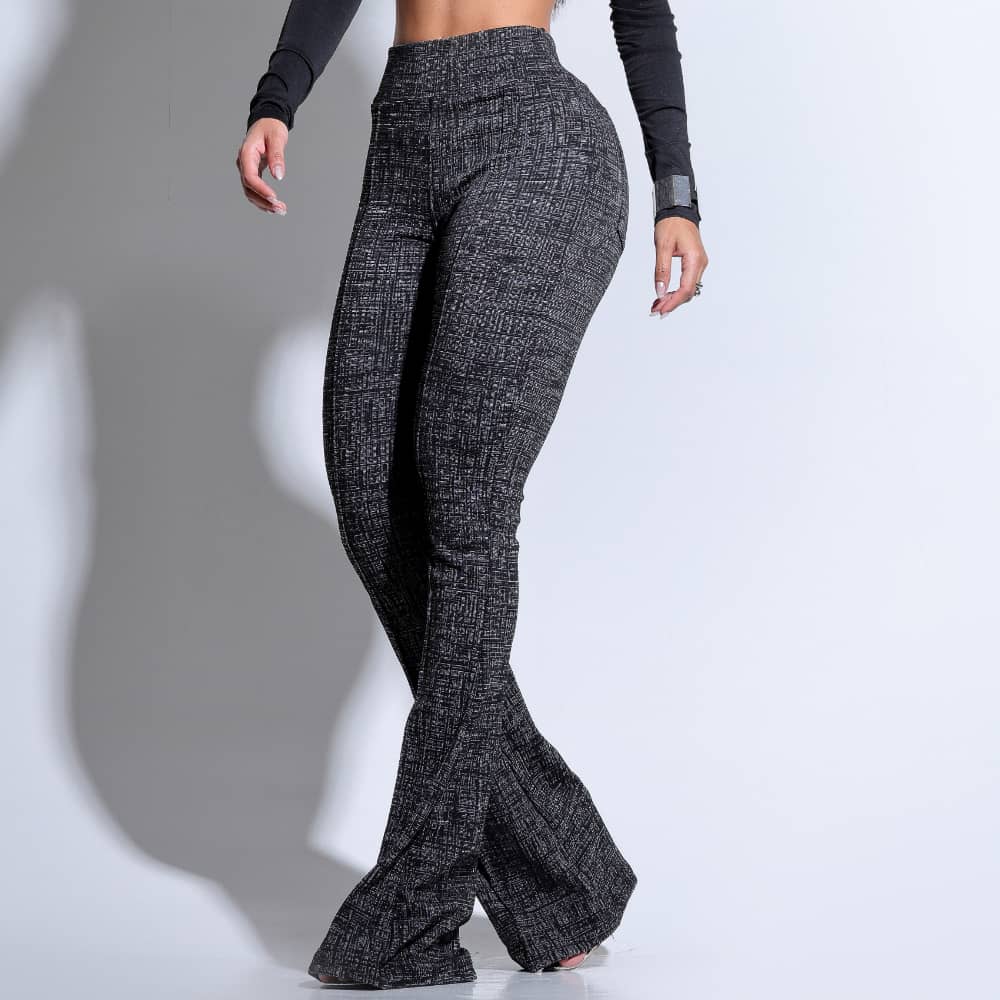 Calça Modeladora Flare Cós Alto Mescla Premium