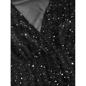 Vestido Curto Manga Comprida Brilho Glitter Sensual Elegante Tendência Moda Blogueira D025