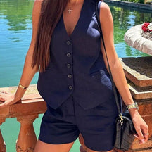 Conjunto Alfaiataria Short e Colete Janine