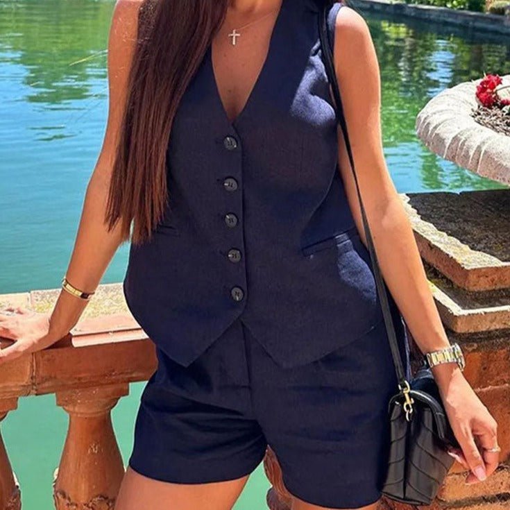 Conjunto Alfaiataria Short e Colete Janine