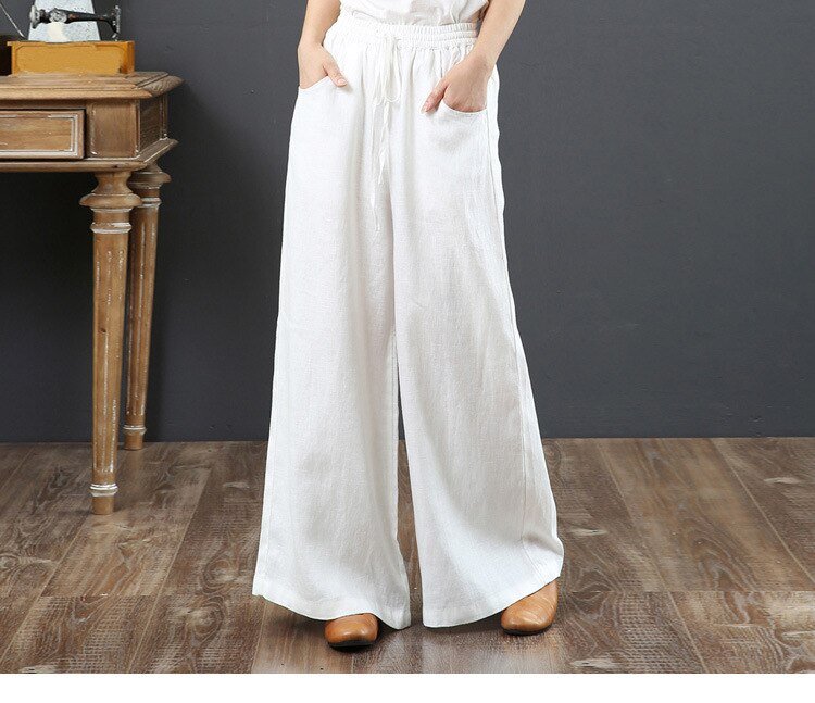 Calça Wide Leg Linho com Amarração Luxe