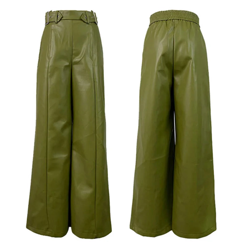 Calça Feminina Verde Couro
