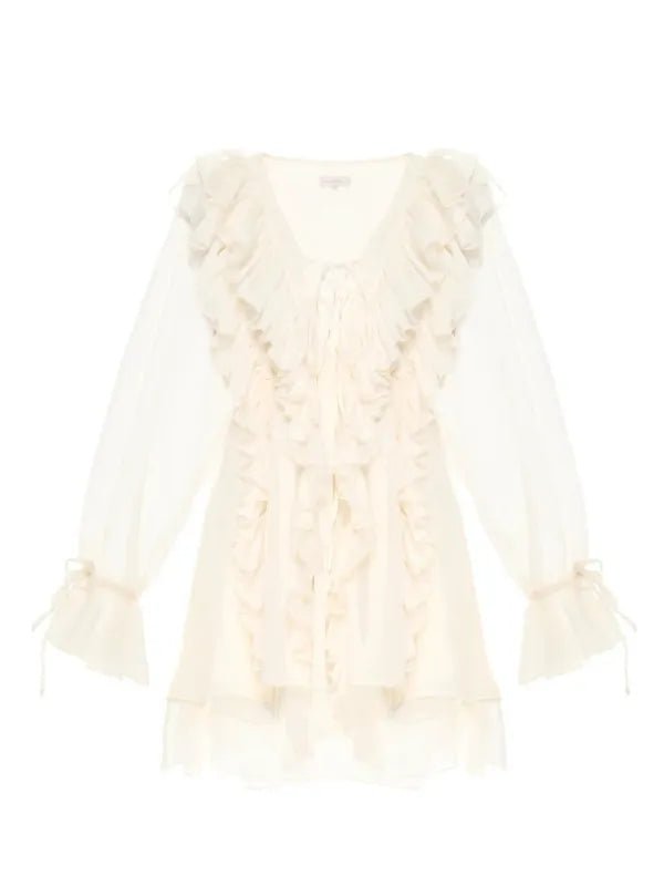 Vestido Leve de Chiffon com Babados Milano