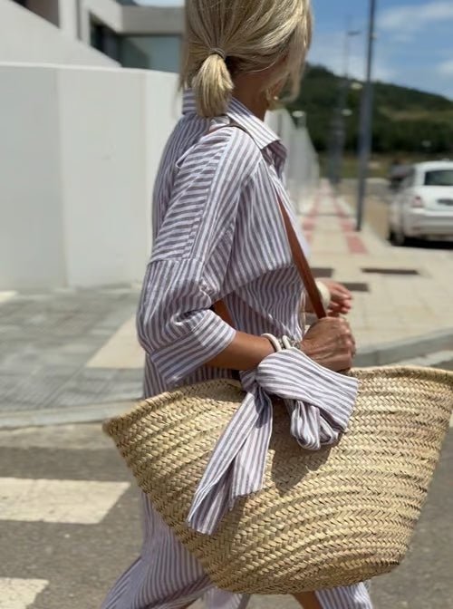 Vestido Longo Listrado Modelo Boho Chic - Marianna