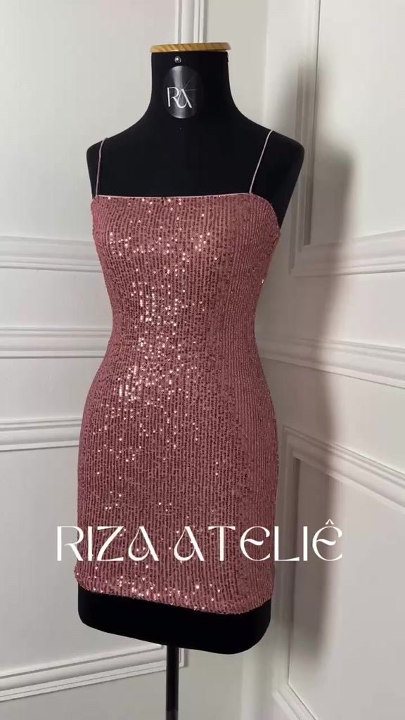 Vestido Lilian | Brilhoso Paetê Tubinho Com Alça Fina - Festa