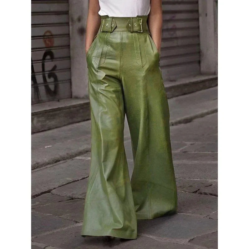 Calça Feminina Verde Couro