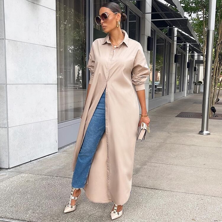 Vestido Camisa Longa Slip