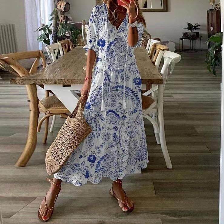 Vestido Longo e Saia de Camadas Midi