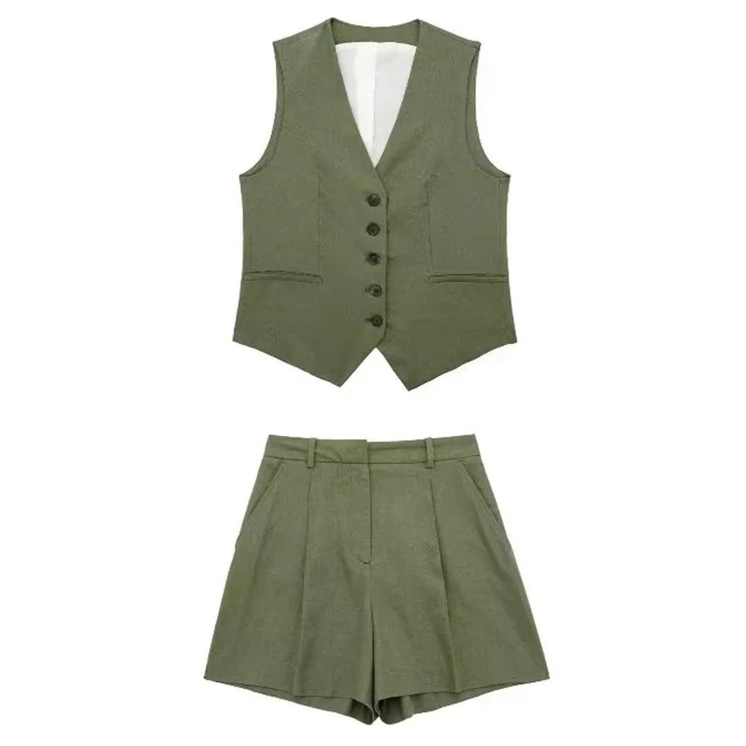 Conjunto Alfaiataria Short e Colete Janine