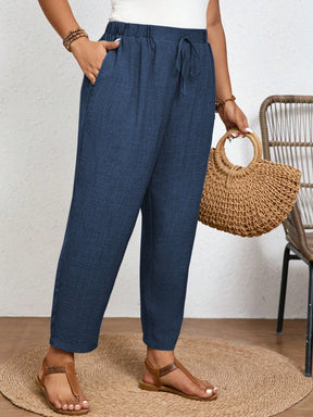 Calça Feminina Plus Size Roberta Com Elastico Na Cintura