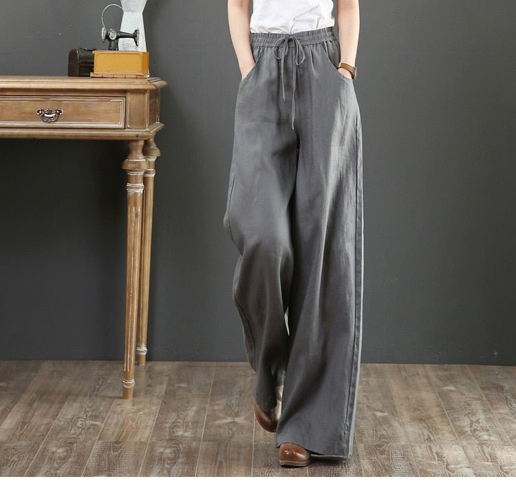 Calça Wide Leg Linho com Amarração Luxe