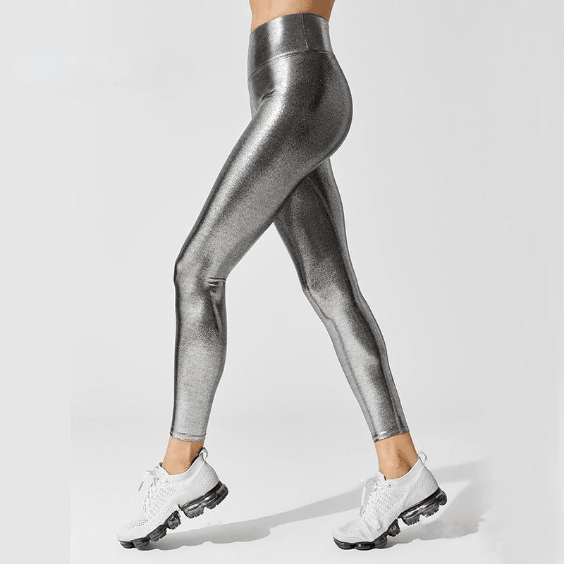 Calça Legging Tecido Metalizado Contemporary
