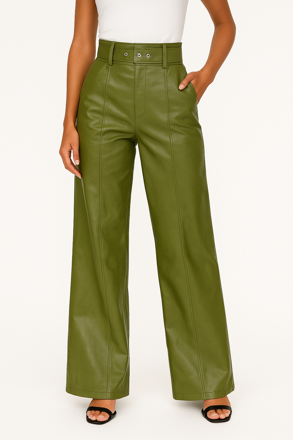Calça Feminina Verde Couro